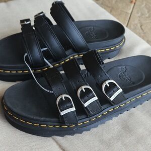 Dr Martens Blaire Platform Slides Sandals In Black, Woman's 11